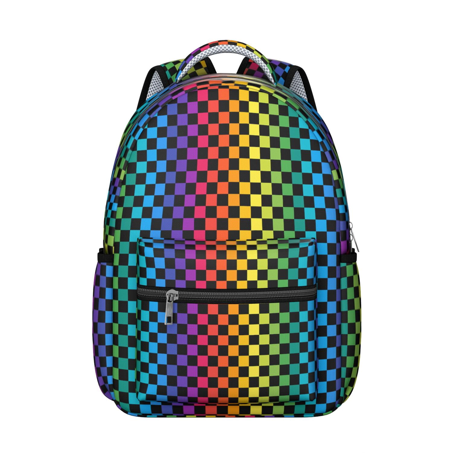 Red and White Checkered Backpack for School,Cute School Bag 