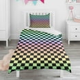 thumbnail image 1 of Rainbow Checkerboard Duvet Cover and Pillowcase Set for Single Bedding, Bedroom Accessories for Kids Teens, 1 of 5