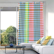 Rainbow Checkered Blackout Curtains 84"x52" Thermal Insulated Curtain 1 Panel