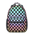 thumbnail image 1 of Rainbow Checkered Pattern Backpack for School, Cute School Bag with Adjustable Shoulder Straps and Padded Back, 15.3"x11"x6.7", 1 of 5