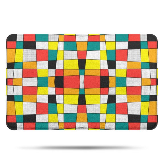 Rainbow Checkered Pattern Bathroom Rugs Mat,Non Slip Microfiber Bathroom Rug,Rubber Backing,Soft Bathroom Mats for Bathroom Floor,Tub and Shower,17x27in(43x68cm)