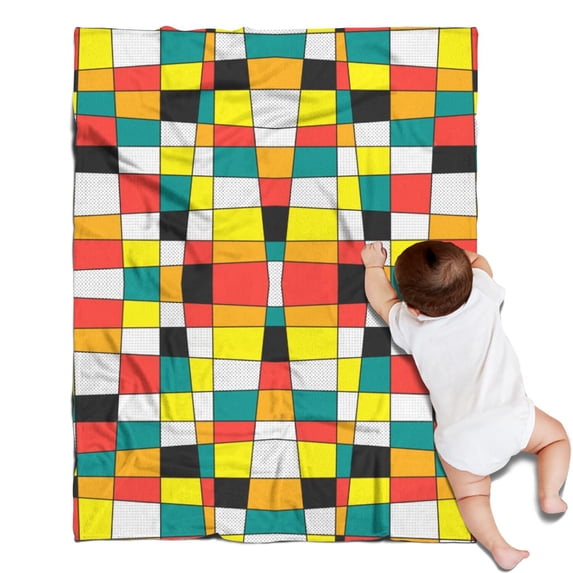 Rainbow Checkered Pattern Blanket,Comfortable Soft Flannel Throw Blanket,All Season,Warm Lightweight Blankets for Sofa Bed Couch Living Room Chair,30"x40"