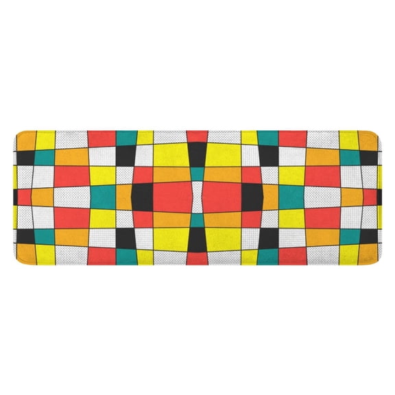Rainbow Checkered Pattern Kitchen Rug Mat,Kitchen Runner Rugs Non Skid Washable,Decorative Kitchen Floor Mats for Kitchen,Sink,Laundry,17"x47.2"