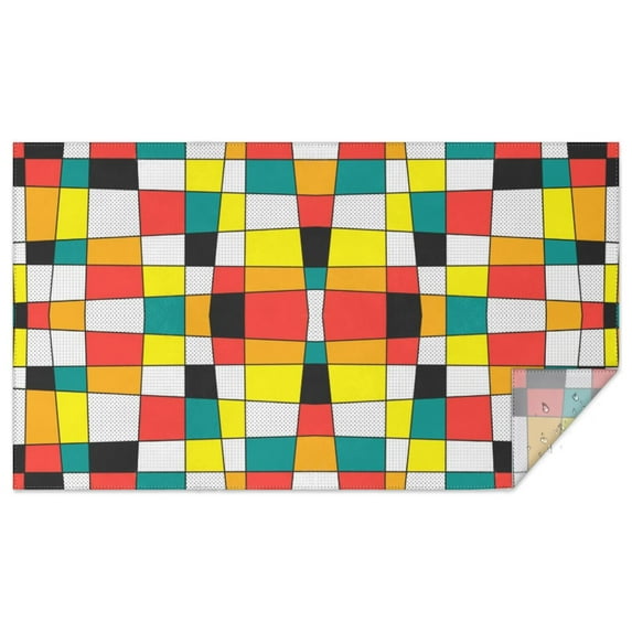 Rainbow Checkered Pattern Rectangle Tablecloth 60"x102",Waterproof Polyester Rectangle Table Cloth, Wipeable Spillproof Polyester Tablecloth for Dining, Camping, Indoor and Outdoor