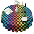 thumbnail image 1 of Rainbow Checkered Pattern Round Tablecloth 60"x60",Wrinkle Wipeable Table Cloth for Kitchen Dining Room Picnic Patio Party, 1 of 6