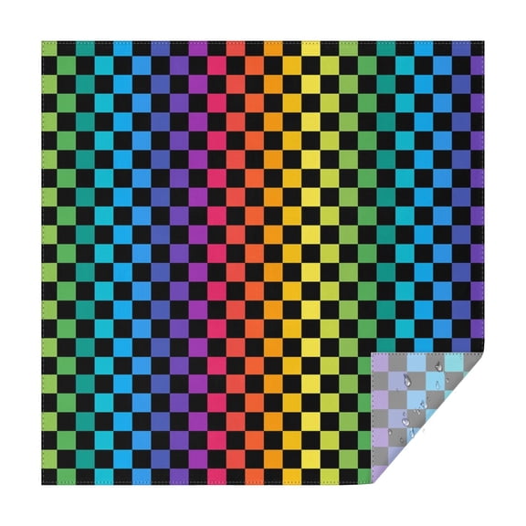 Rainbow Checkered Pattern Square Tablecloth,Waterproof Square Table Cover,Wipeable Spillproof Washable Table Cover for Home Kitchen Party Decor 60"x60"(152x152cm)
