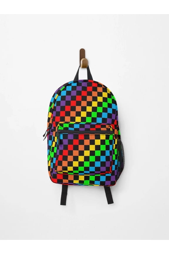 Rainbow Checkers Backpack, Rainbow Backpacks, Back To School Backpack