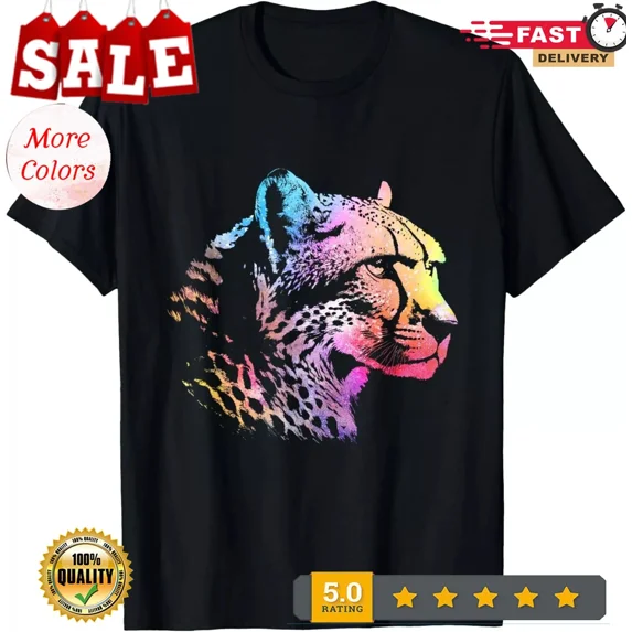 Rainbow Cheetah Face - Wildlife Safari Zookeeper Zoologist Gifts Unisex T-Shirt