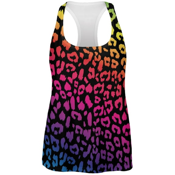 Rainbow Cheetah Print All Over Womens Work Out Tank Top