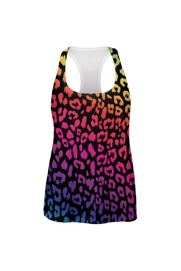 Rainbow Cheetah Print All Over Womens Work Out Tank Top