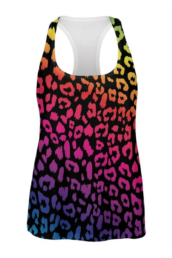 Rainbow Cheetah Print All Over Womens Work Out Tank Top