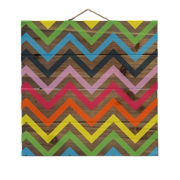 Rainbow Chevron - Decorative REAL WOOD Wall Art - Faux Pallet Look