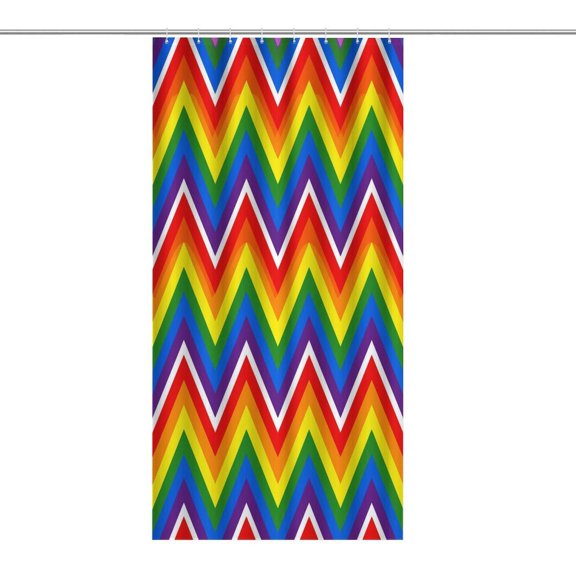 Rainbow Chevron Zigzag Pattern Print Shower Curtain,Cloth Fabric Waterproof Polyester Bathroom Home Decor Set with Hooks