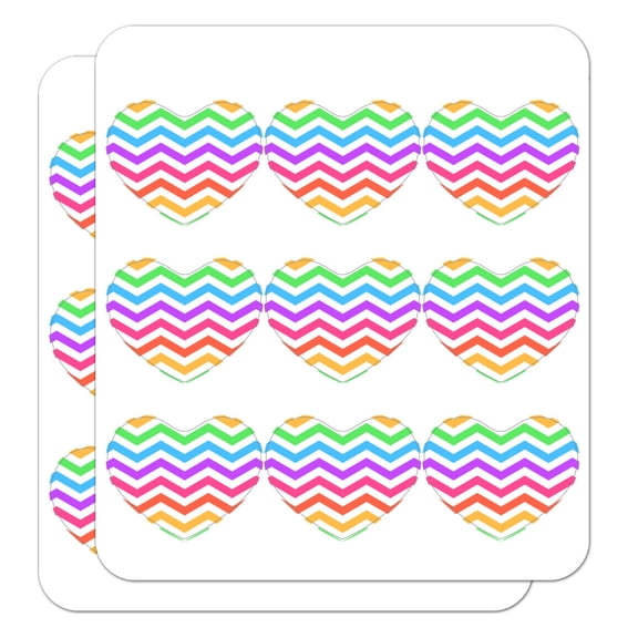 Rainbow Chevrons Zigzag Pattern Heart Shaped Planner Calendar Scrapbook Craft Stickers