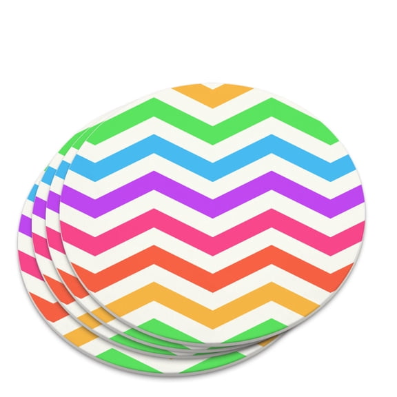 Rainbow Chevrons Zigzag Pattern Novelty Coaster Set