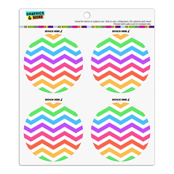 Rainbow Chevrons Zigzag Pattern Refrigerator Fridge Locker Vinyl Circle Magnet Set
