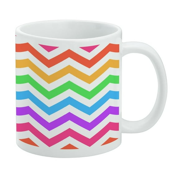 Rainbow Chevrons Zigzag Pattern White Mug