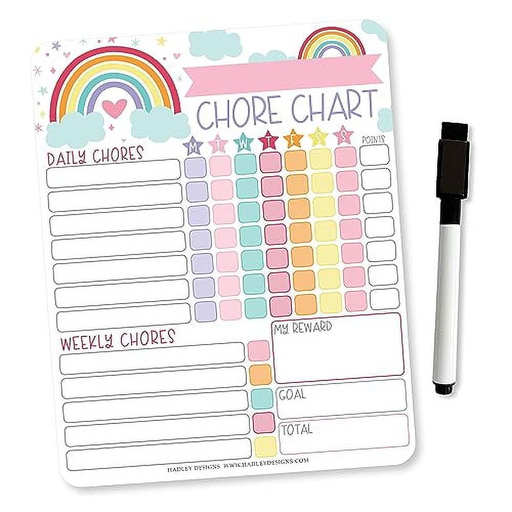 Rainbow Chores Chart for Kids - Reward Chart for Kids, Magnetic Chore ...