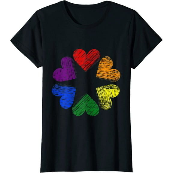 Rainbow Circle Of Hearts Love Pride LGBT Short Seelve T-Shirt