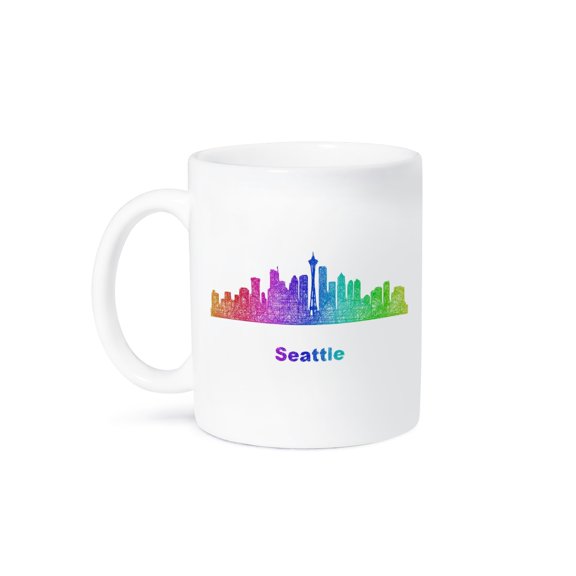 3drose, Rainbow City Skyline of Seattle, Washington, 11oz Mug