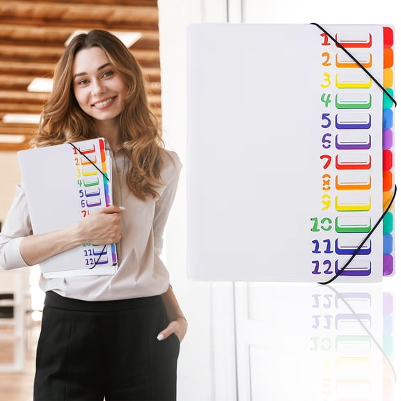 Rainbow Classification Loose Data Folder With Multi Pockets, Portable File Organizer For Exam Papers And Documents, Durable Archive Storage Book For Office Home, White