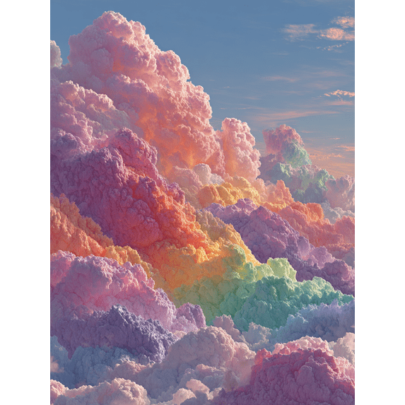 Rainbow Cloud Canvas Print, Vibrant Sky Pastel Art, Cheerful Kids & Dorm Room Matching Wall Decor Sets