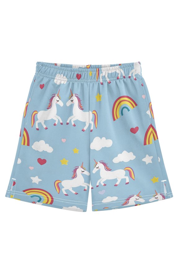 Rainbow Cloud Horse Pattern Athletic Shorts Breathable with Comfort Fit Drawstring Casual Sweatshorts Medium