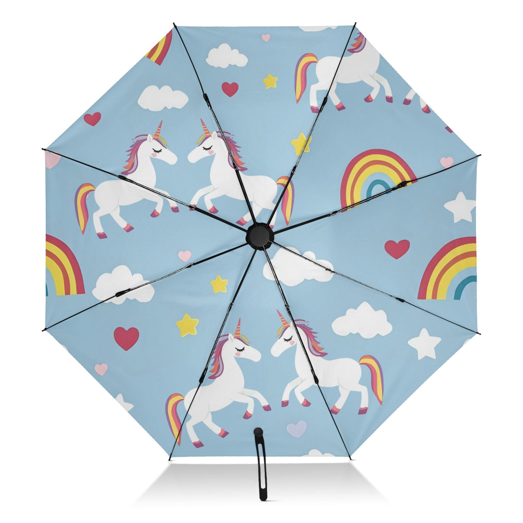 Rainbow Cloud Horse Pattern Umbrella Folding Sun Umbrella Travel Auto ...