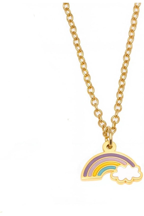 Rainbow Cloud Necklace for Women 18K Gold Plated Stainless Steel Adjustable Hypoallergenic Chain Kawaii Graduation Cute Necklace for Daughter Niece Sweet Aesthetic Y2K Trendy Jewelry
