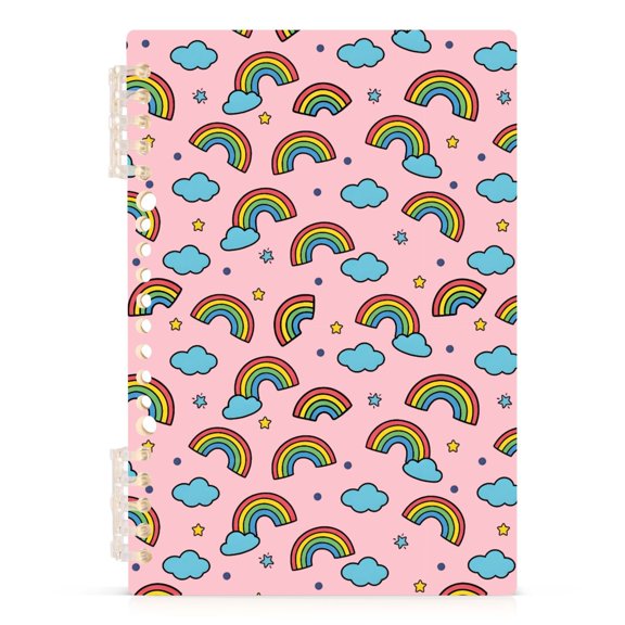 Rainbow Cloud Pattern A5 Notebook Refillable 60 Sheets Detachable Ring Binder PP Cover Journal
