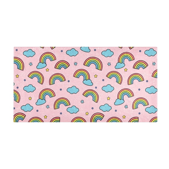 Rainbow Cloud Pattern Bath Mat 39x20 Inch Soft Absorbent Non-Slip Plush Bathroom Rug for Floor