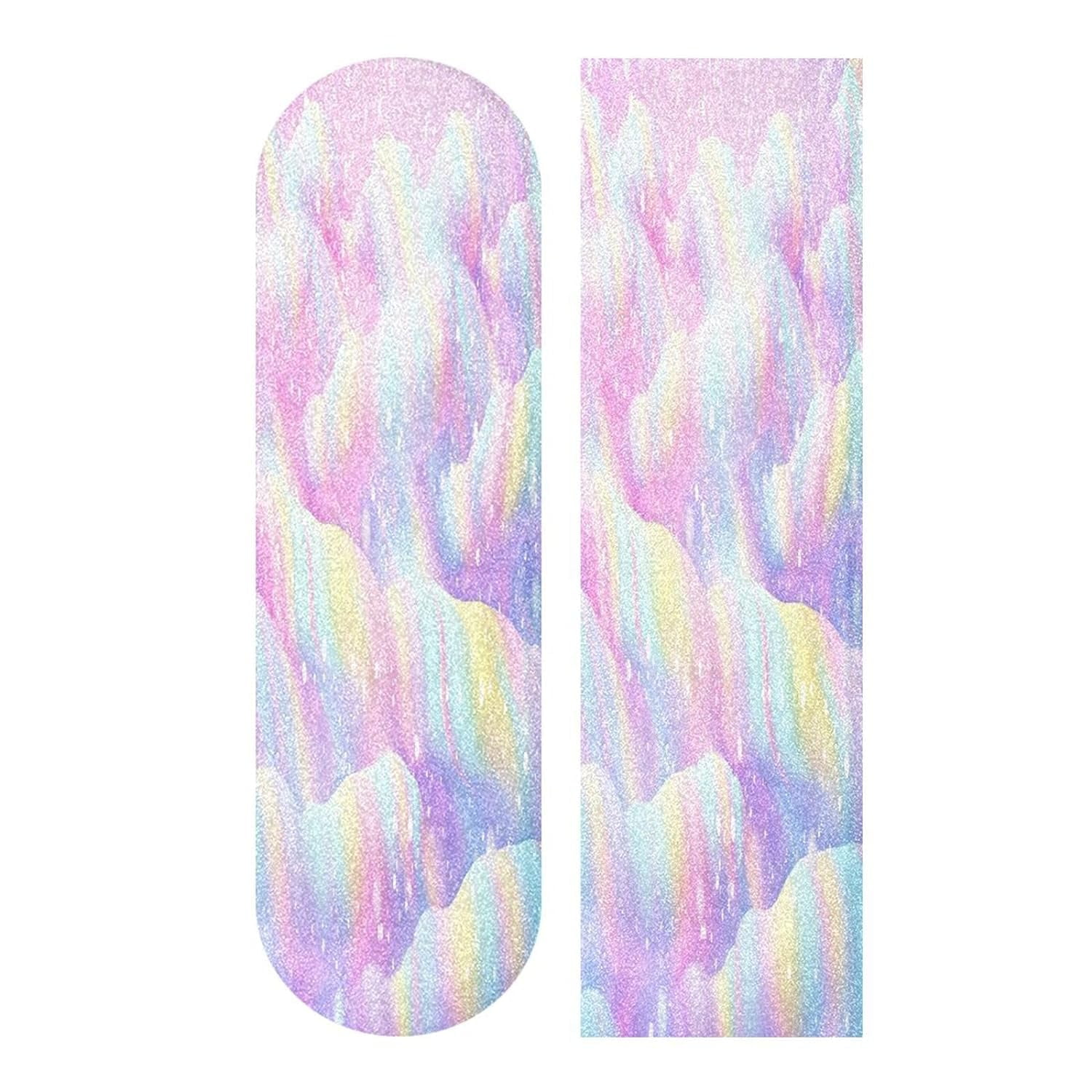 Rainbow Cloud Skateboard Grip Tape 44x10 Inch Waterproof & Non Slip