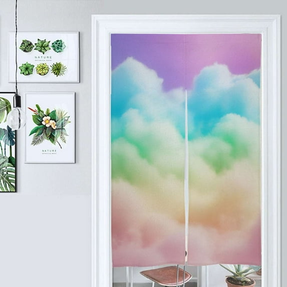 Rainbow Clouds Background Door Curtain Nordic Living Room DoorCurtain Porch Partition Curtain Kitchen Rative Half Curtain