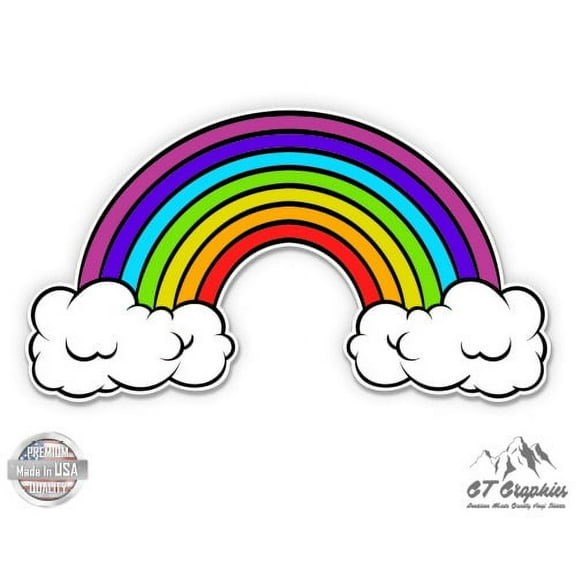 Rainbow Clouds Cute - 12" Vinyl Sticker Waterproof Decal