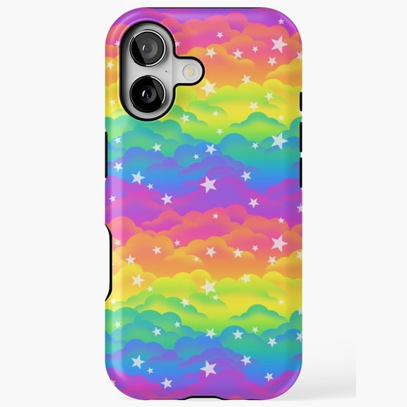 Rainbow Clouds Graphic Fun Retro Style Case iPhone 17 11 12 13 14 15 16 Pro Max