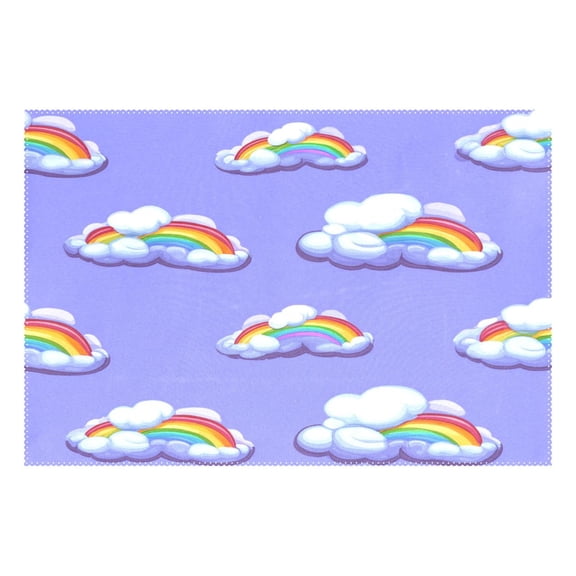 Rainbow Clouds Pattern 12x18in Heat-Resistant Non-Slip Place Mat, Durable and Wrinkle-Resistant
