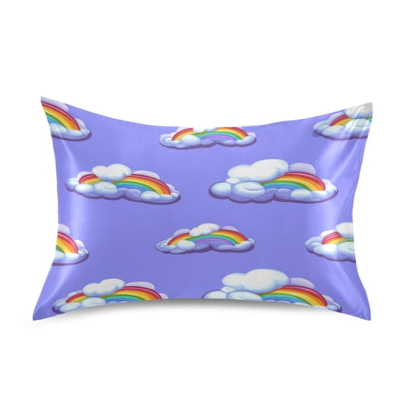 Rainbow Clouds Pattern Luxury Silky Soft Pillowcase Standard Size Wrinkle Resistant Envelope Closure 20x26in