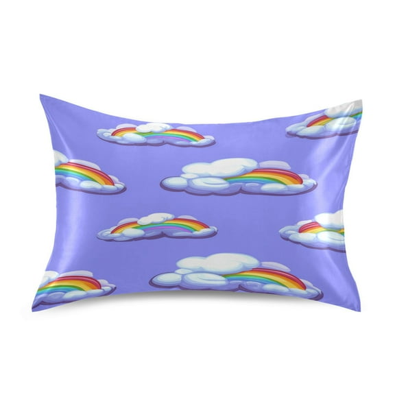 Rainbow Clouds Pattern Satin Pillowcase 20''x26'' Double-Sided Print Soft Wrinkle Resistant
