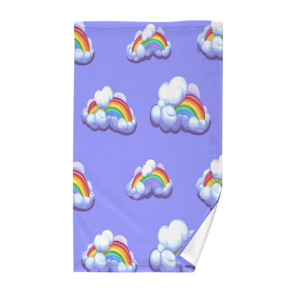 Rainbow Clouds Pattern Soft 100% Cotton Towel, High Absorbency, Single Pack, 16" x 28"