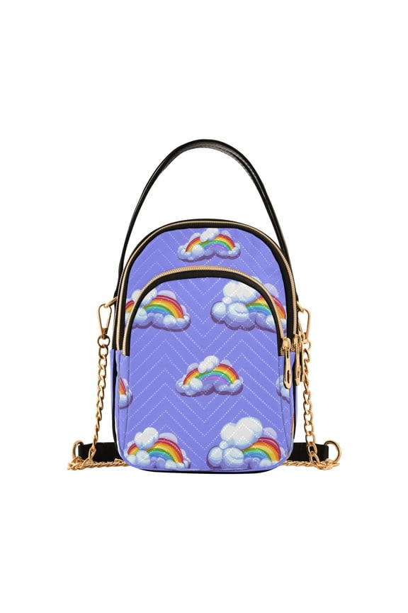 Rainbow Clouds Pattern Women's Crossbody Handbags Leather Crossbody Bags Fanny Pack Chest Bag for Travel