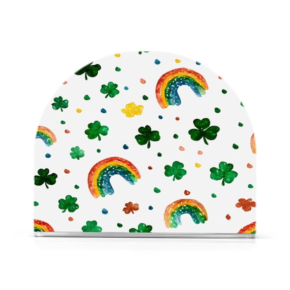 Rainbow Clover Pattern Napkin Holder Acrylic Napkin Dispenser Clear Modern Tabletop for Kitchen Counter