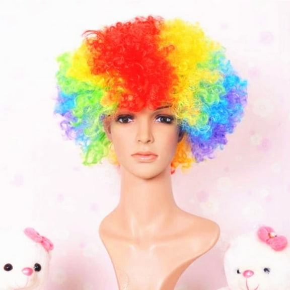 Rainbow Clown Wig for Adults & Teens - Fluffy Curly Explosion Wig for Halloween, Party, Cosplay & Costume Events