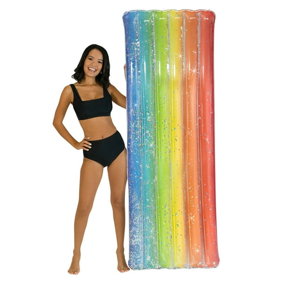 Rainbow Collection Deluxe Glitter Pool Raft 74" - Rainbow Haze