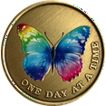 thumbnail image 1 of Rainbow Color Butterfly One Day At A Time Serenity Prayer Medallion, 1 of 2