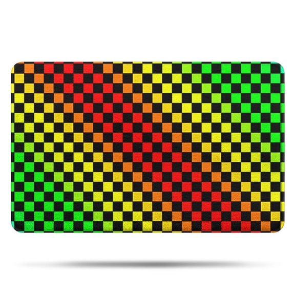 Rainbow Color Checkered Pattern Bathroom Rugs Mat,Non Slip Microfiber Bathroom Rug,Rubber Backing,Soft Bathroom Mats for Bathroom Floor,Tub and Shower,20x32in(50x80cm)