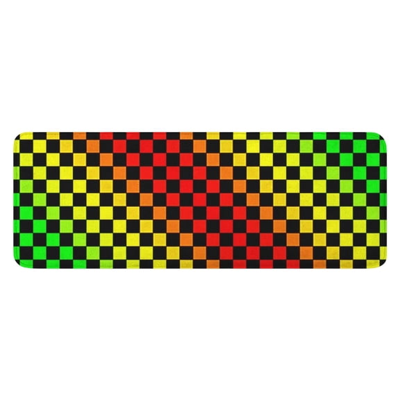Rainbow Color Checkered Pattern Kitchen Rug Mat,Kitchen Runner Rugs Non Skid Washable,Decorative Kitchen Floor Mats for Kitchen,Sink,Laundry,17"x47.2"