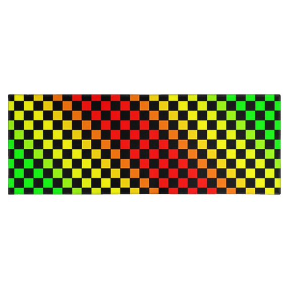 Rainbow Color Checkered Pattern Kitchen Rug Mat,Kitchen Runner Rugs Non Skid Washable,Decorative Kitchen Floor Mats for Kitchen,Sink,Laundry,17"X47"