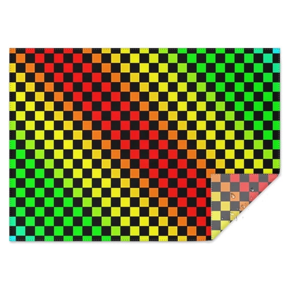 Rainbow Color Checkered Pattern Rectangle Tablecloth 60"x84",Waterproof Polyester Rectangle Table Cloth, Wipeable Spillproof Polyester Tablecloth for Dining, Camping, Indoor and Outdoor
