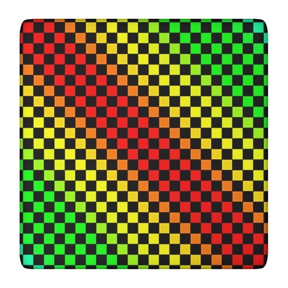 Rainbow Color Checkered Pattern Square Fitted Tablecloth with Elastic Edge,Square Table Cover,Washable Elastic Table Cover for Home Kitchen Party Decor 36"x36"