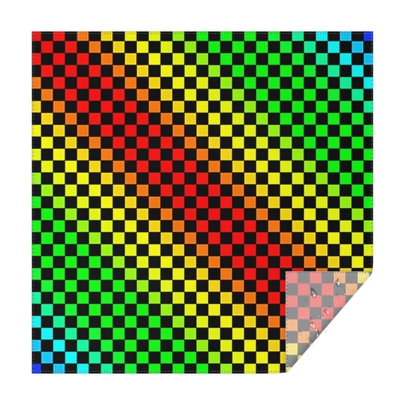 Rainbow Color Checkered Pattern Square Tablecloth,Waterproof Square Table Cover,Wipeable Spillproof Washable Table Cover for Home Kitchen Party Decor 42"X42"(107x107cm)